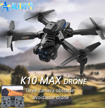 K10 Max RC Drone HD 4K Plane 3 Camera Helicopter Obstacle Avoidance Wifi FPV Quadcopter Optical Flow Aircraft Helicopter Kid Toy