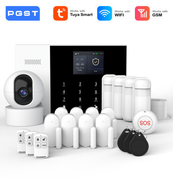PGST Residential Tuya Smart Gsm Wifi Alarm System for Home Wireless Security Alarm House Smart Life App Control work with ALexa