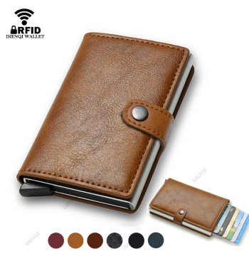 Carbon Fiber Credit Card Holder Wallet Men Rfid Smart Metal Thin Slim Pop Up Minimalist Wallet Small Black Purse Metal Vallet