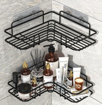 Toilet Storage Rack Bathroom Shelf No-Drill Corner Shelf Shower Wall Mounted Shelf Bracket Bathroom Accessory Organizer Shampoo
