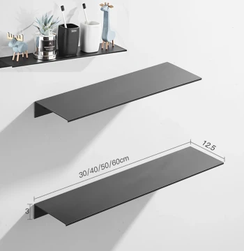 30/40/50CM Bathroom Shelf Aluminum Floating Shelves for Wall Mounted Shower Organiser Kitchen Storage Rack Bathroom Accessories