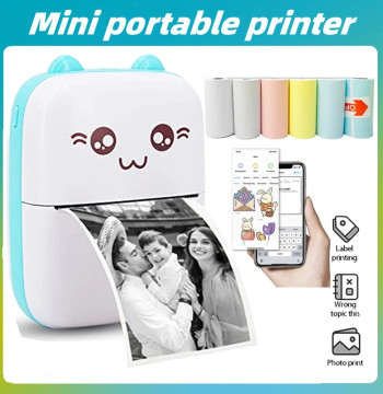 Portable thermal printer mini cat print photo pocket thermal label printer 58mm printing wireless Bluetooth Android iOS printers