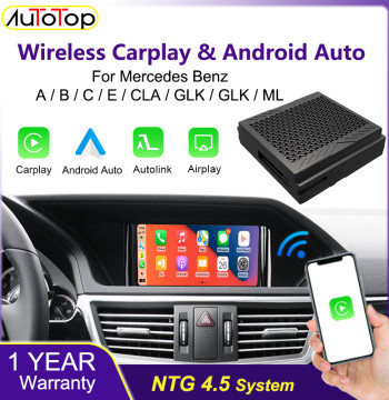 AUTOTOP Wireless Carplay Android Auto Module Box for Mercedes Benz A B C E GLA GLK ML SL W204 with NTG4.5 System Becker Socket