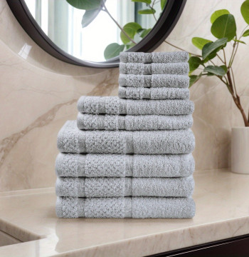 Deluxe 10-Piece Towel Set in White - Enhanced for Supreme Softness and Long-Lasting Durability